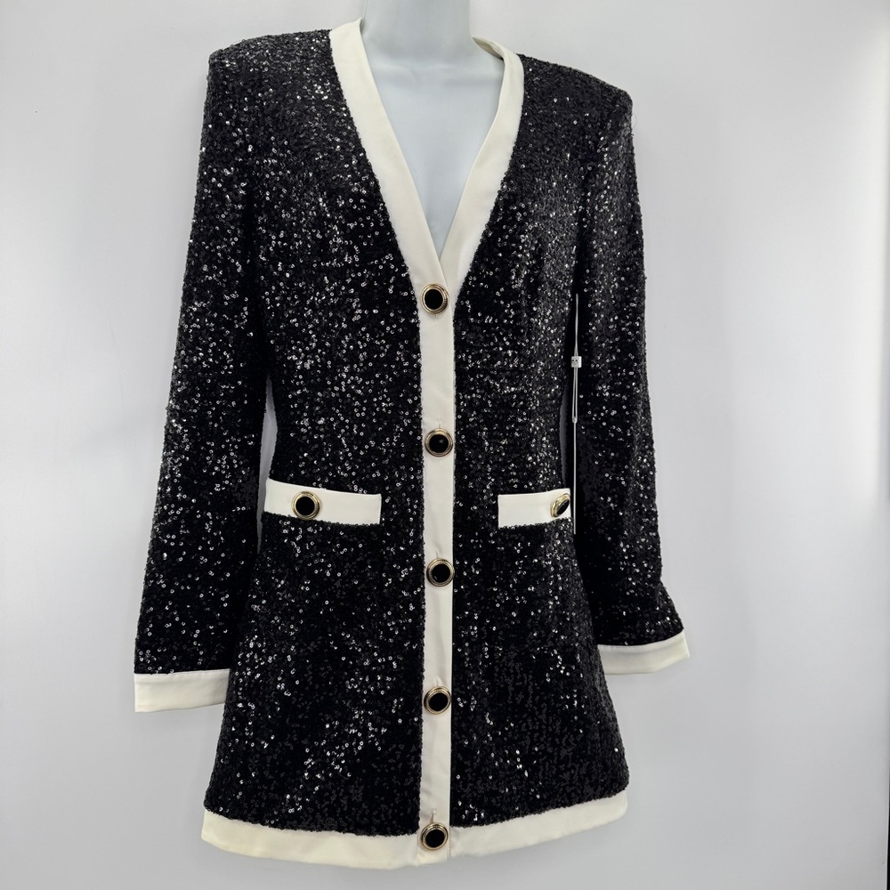 NWT Ronny Kobo dress Sz S sequin Black